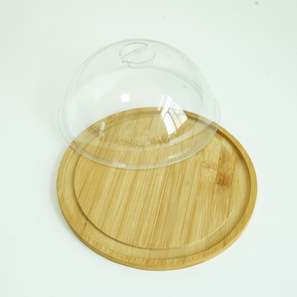 Round Shape Cake Plate Server Platter with Dome Cake Stand Set with Acrylic Cover