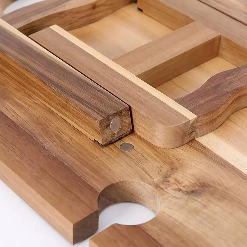 Factory Customization Portable Foldable Acacia Picnic Wine Table Rectangle Platter