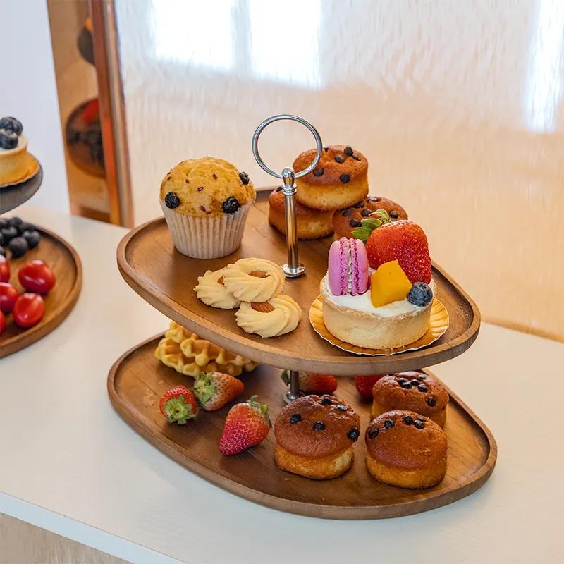 Wood Candy Dessert Cupcake Cake Stand Tiered Serving Tray Cake Plate Stand