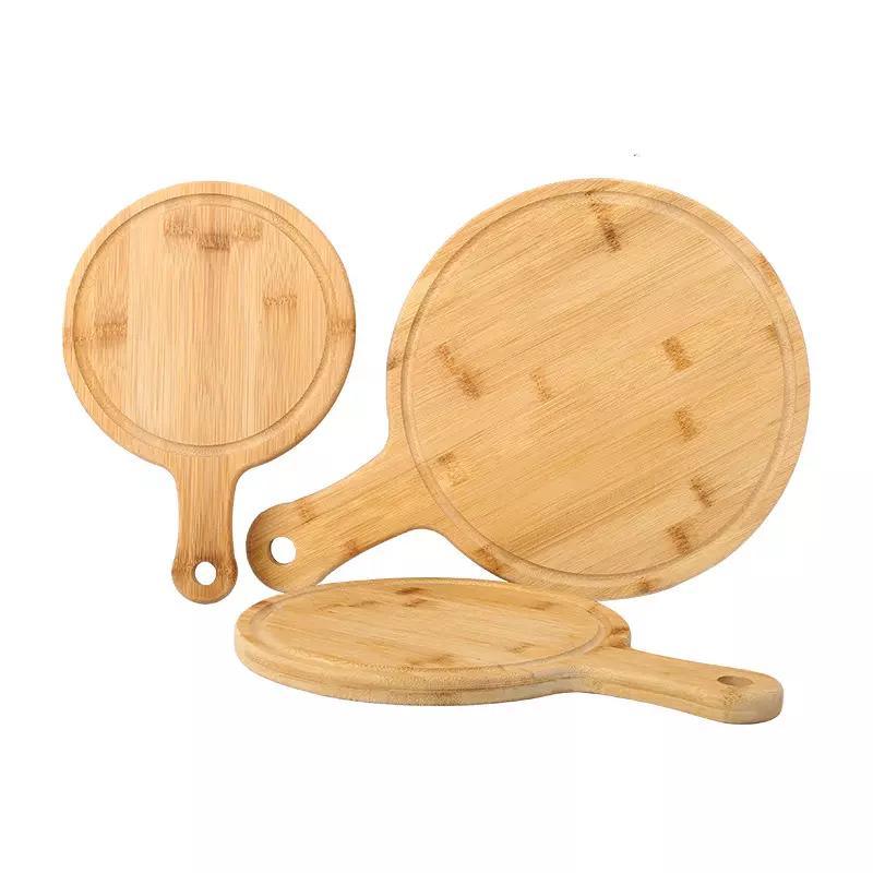 Sturdy and Durable Multifunctional Bamboo Pizza Board Tray Nan Fruit Cutting Board with Handle