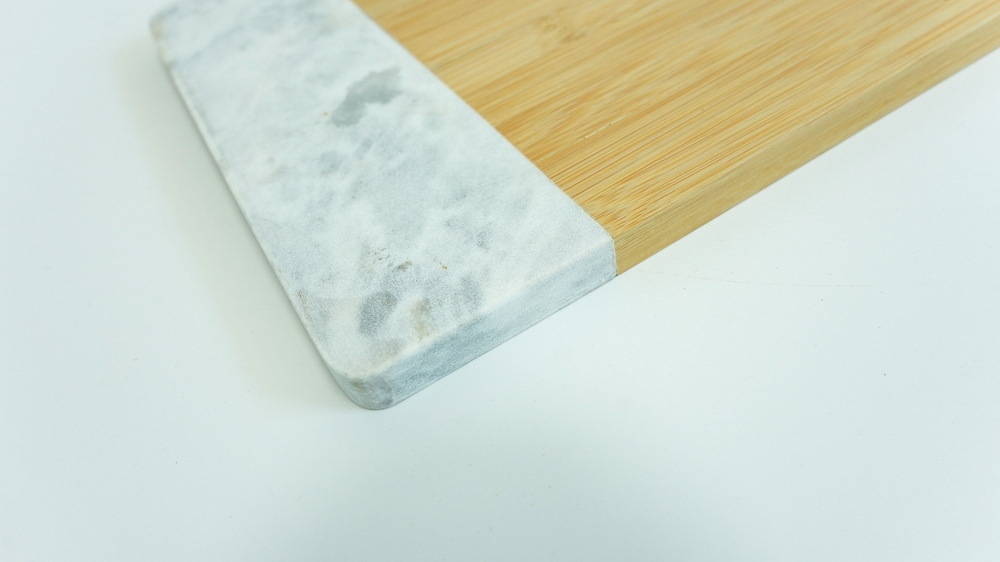 Grey Marble and Bamboo Cutting Board Chopping Board Serving Peel with Handle