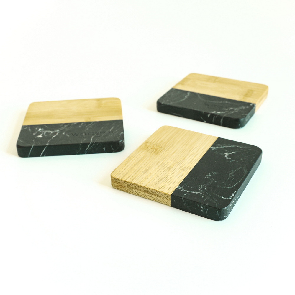 Modern Marble Coaster Set Wood and Marble Coaster for Drink