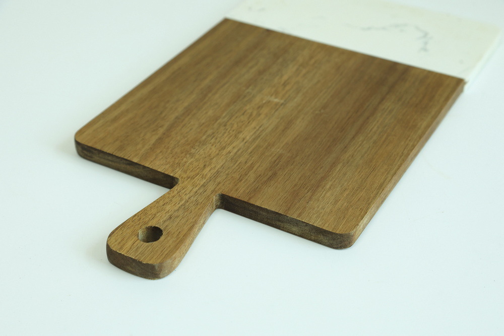 Paddle Shape Marble Wodoen Cheese Board Serving Board with Handle