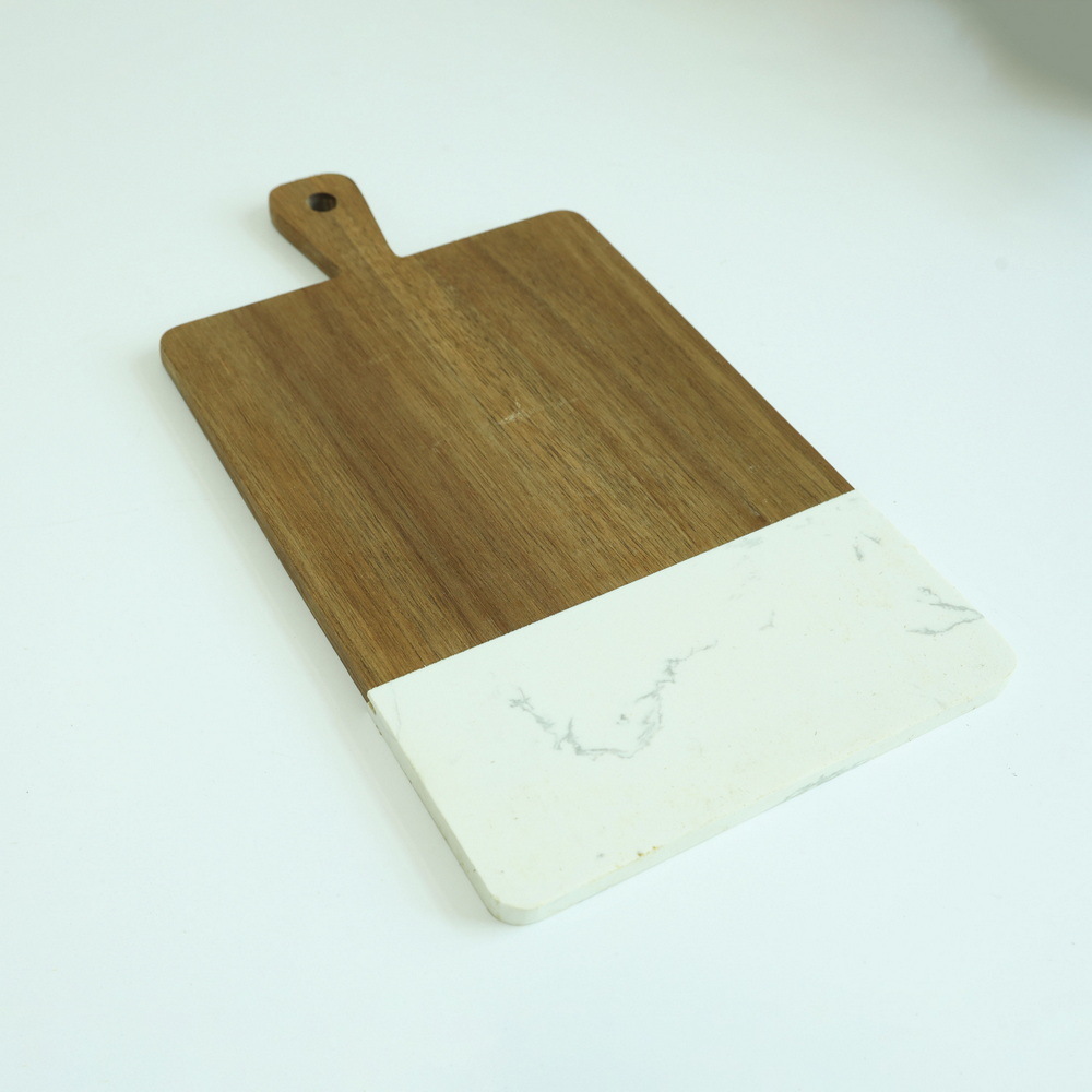 Paddle Shape Marble Wodoen Cheese Board Serving Board with Handle