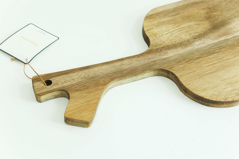Paddle Shape Acacia Wood Bread Cutting Board Wood Serving Board with Handle