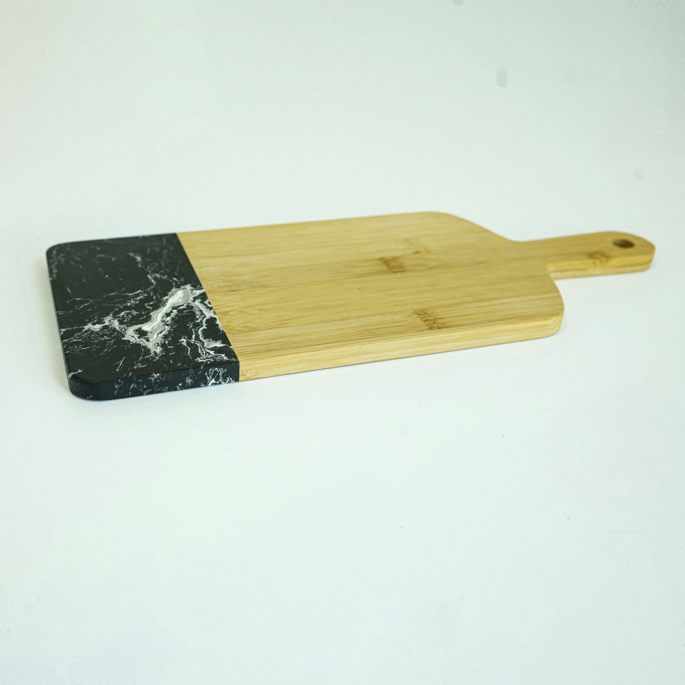 Black Marble and Bamboo Serving Board Cheese Board Charcuterie Board