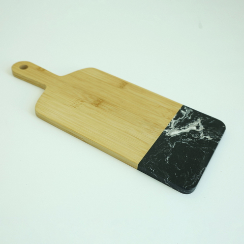 Black Marble and Bamboo Serving Board Cheese Board Charcuterie Board