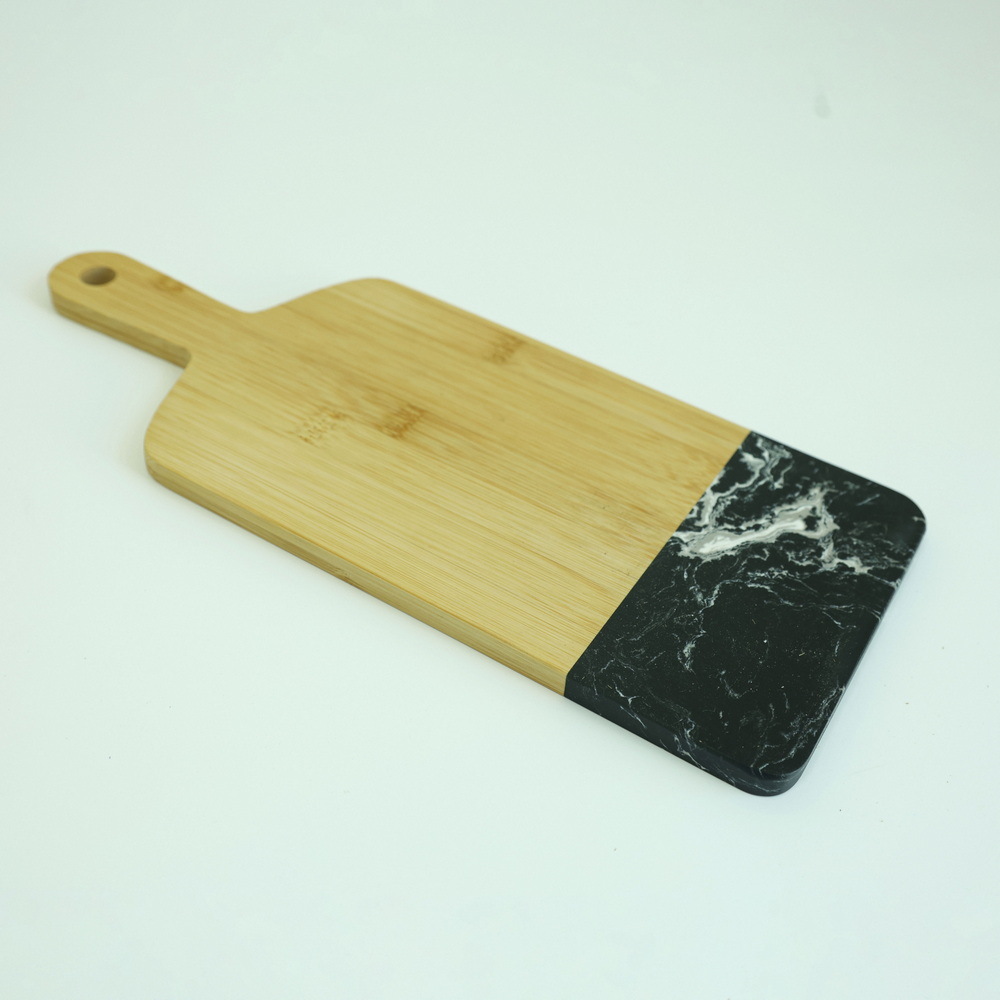 Black Marble and Bamboo Serving Board Cheese Board Charcuterie Board