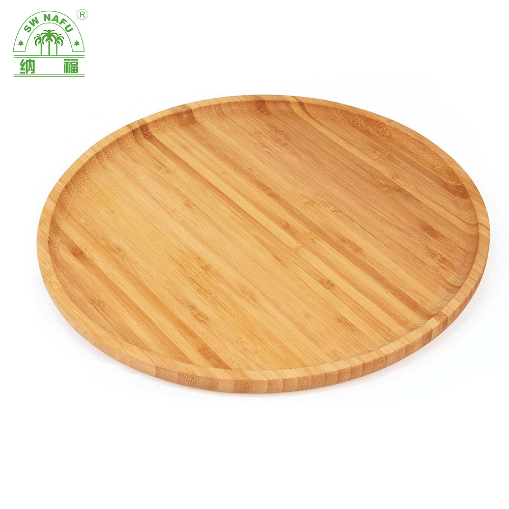 13 Inches Bamboo Round Plates Cheese Plates Coffee Tea Serving Tray Fruit Candy Tray