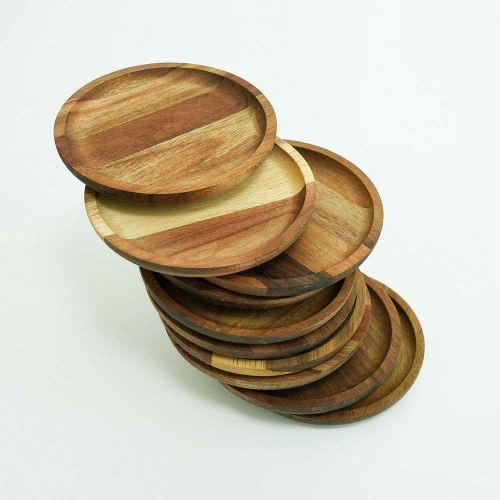 Manufacture Custom Round Shape Acacia Wooden Coaster for Home Kitchen