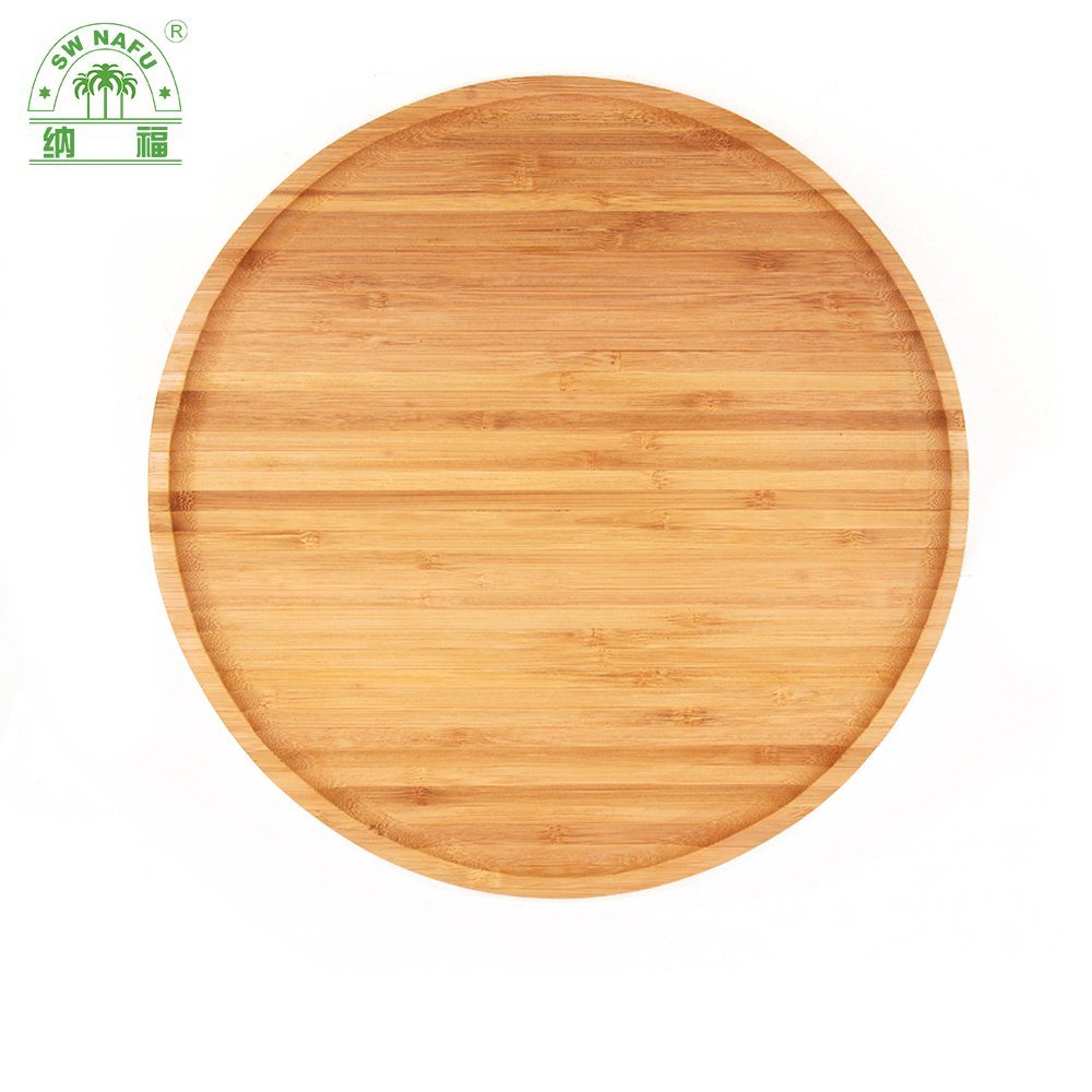 13 Inches Bamboo Round Plates Cheese Plates Coffee Tea Serving Tray Fruit Candy Tray