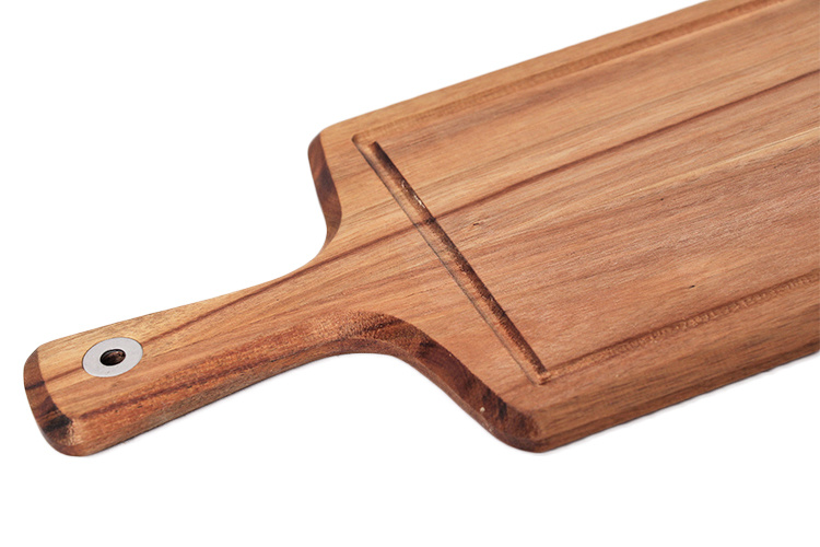 Decorative Acacia Wood Cutting Board Serving Tray for Bread and Cheese with Handle for New Home