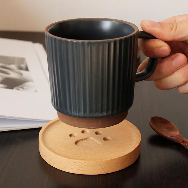 Round Shape Rubber Wood Cup Coasters for Drinking