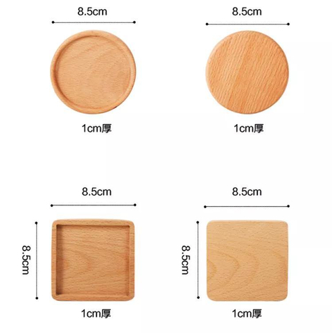 Durable Heat Resistant Beech Wood Tea Coffee Cup Pad Placemats Square Round Drink Mat Coaster Set