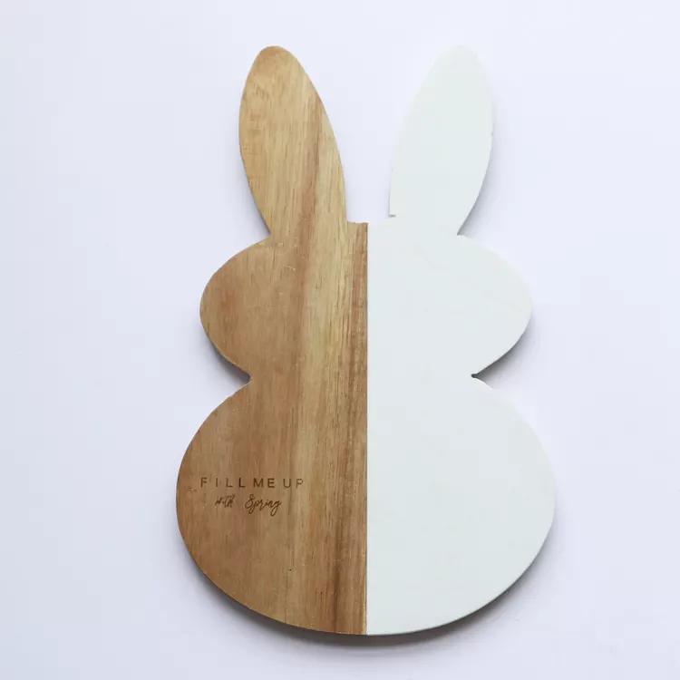 Rabbit Shape Cutting Board White Marble and Wood Cheese Board Food Chopping Block