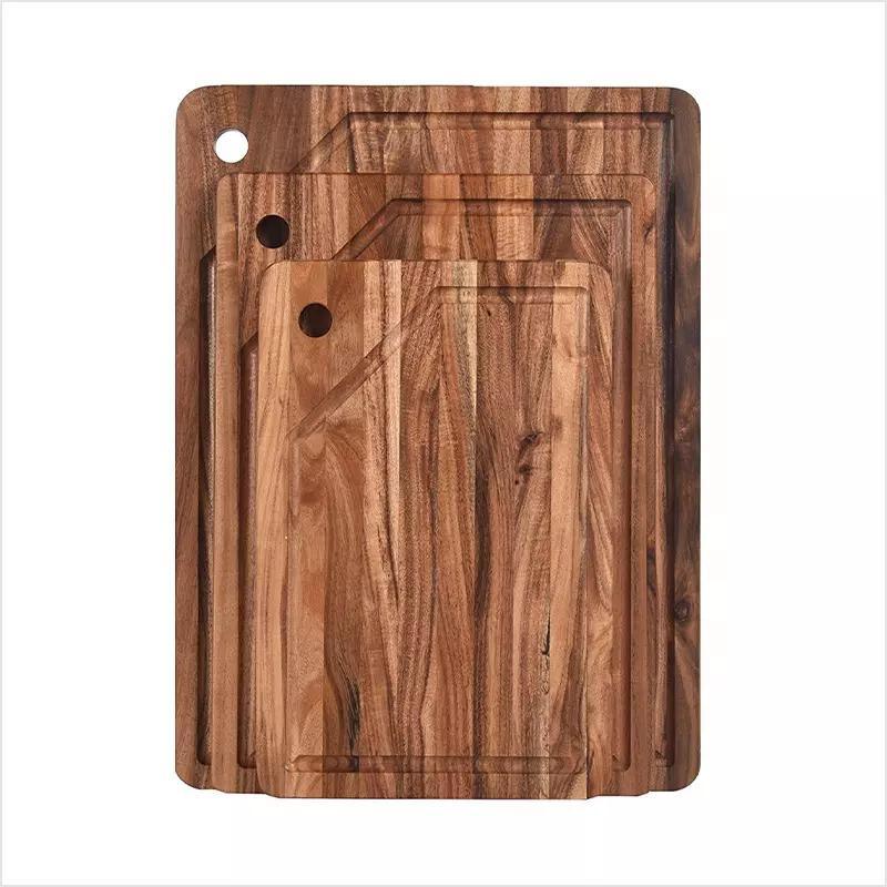 Acacia Wood Cutting Board Set Wooden Chopping Board Set of 3 with Juice Groove and Hanging Hole