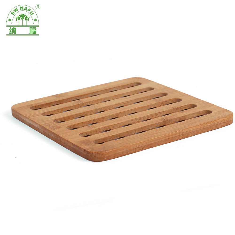 Custom Square Bamboo Coaster Set Bamboo Trivet for Hot Pans and Pads