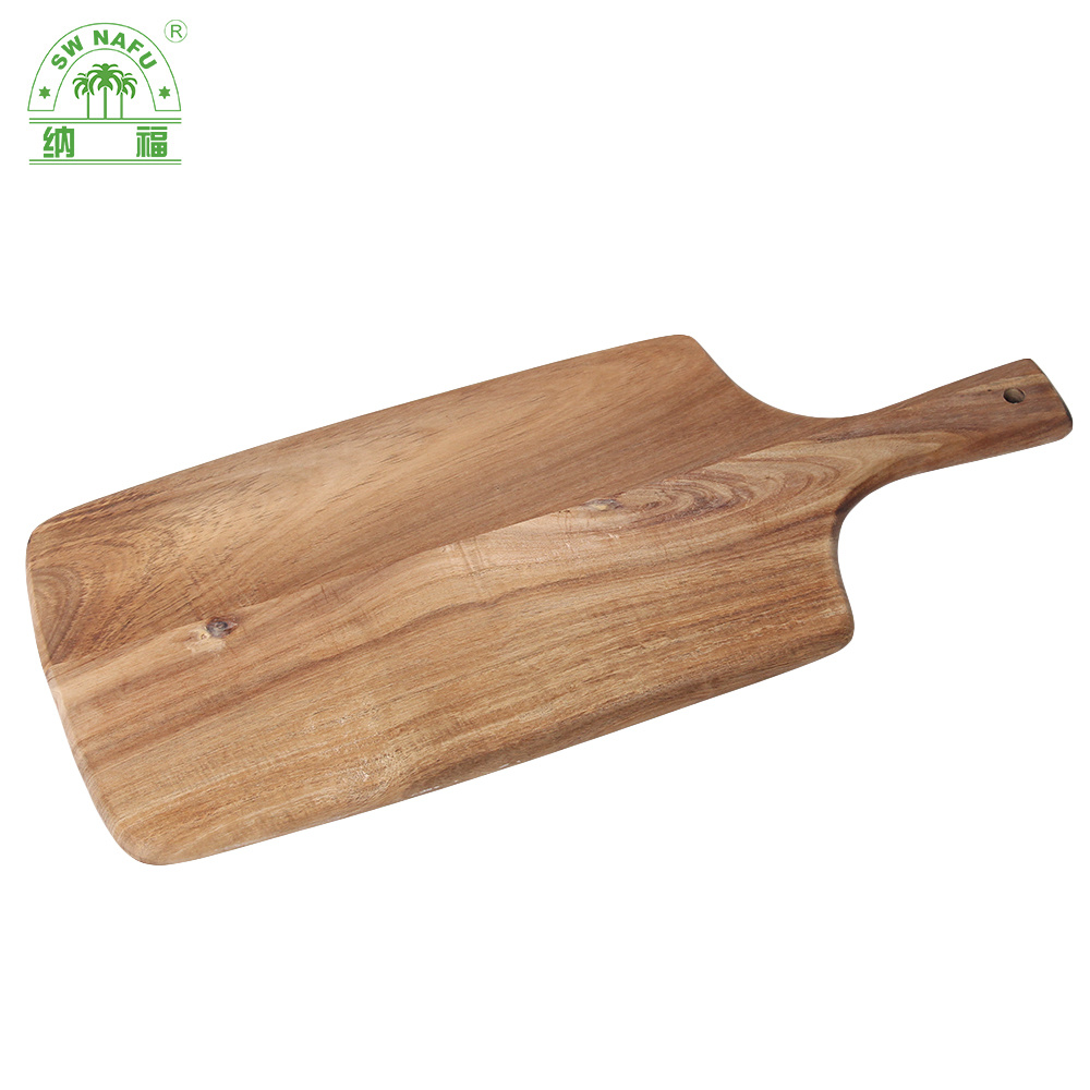 Custom Logo Acacia Wood Cutting Board with Handle Wooden Serving Board