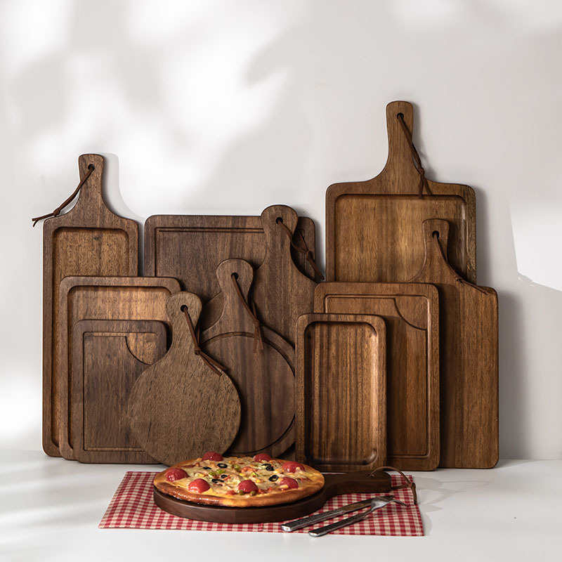 Black Walnut Food Cutting Board Steak Wooden Plate Bread Cake Sushi Pizza Tray