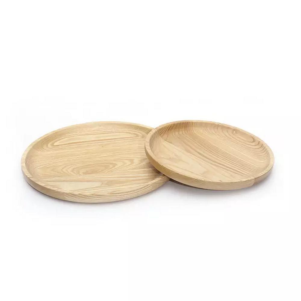 Round Shape Ash Wood Wooden Serving Tray for Restaurant Hotel