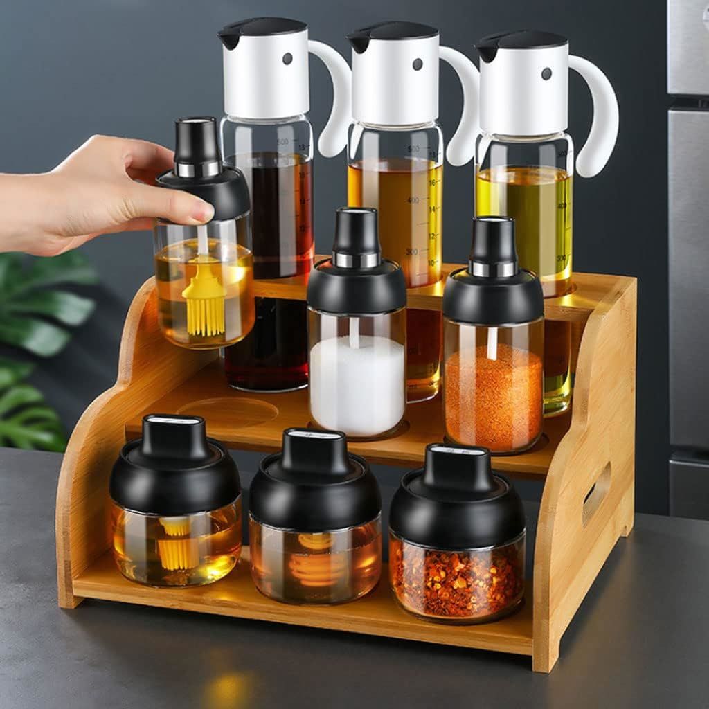 3-Tier Spice Shelf Space Saving Wooden Spice Rack Bamboo Spice Rack Organizer