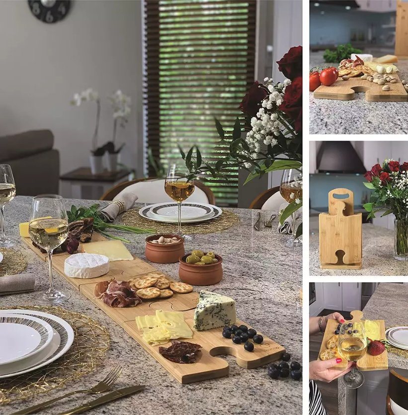 OEM/ODM Customized Logo 4PCS Shaped Puzzle Bamboo Cutting Board Set