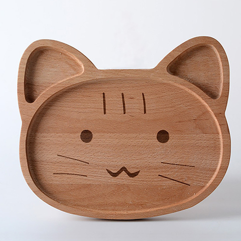 Japanese-Style Wooden Tableware Beech Wood Tray Wooden Plate Children′s Dinner Plate