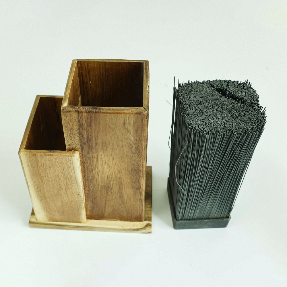 Two-Tier Wooden Kitchen Knife Block with Removable PP Strips for Kitchen Counter