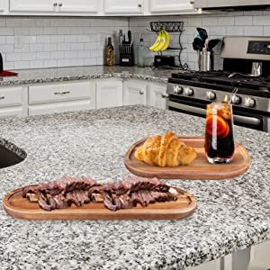 Rectangular Oval Shape Natural Acacia Wood Plates