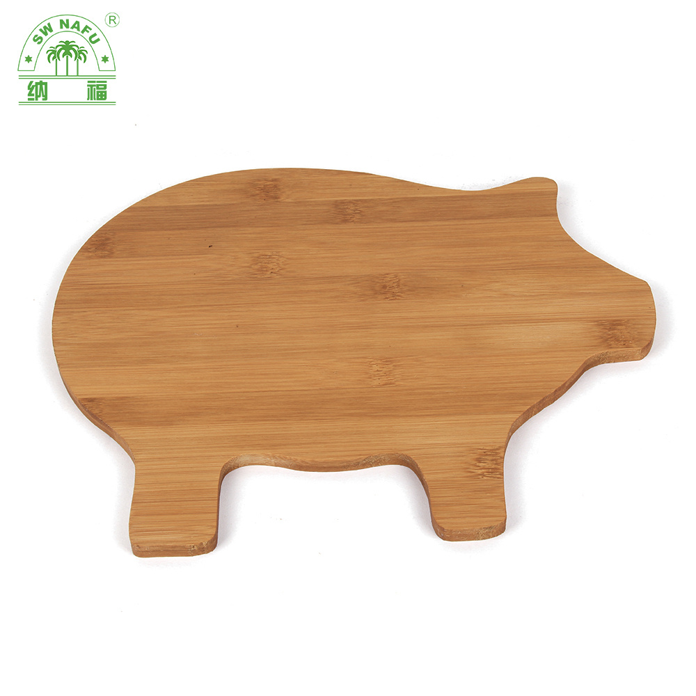 Custom Animal Shape Wooden Pig Shaped Bamboo Wood Cutting Board
