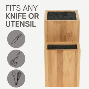 Extra Large Bamboo Knife Block Holder with Removable Bristles for Knife Storage