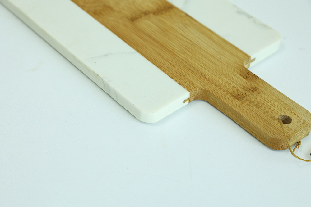 Marble and Wood Paddle Cheese Board Marble Serving Board with Handle
