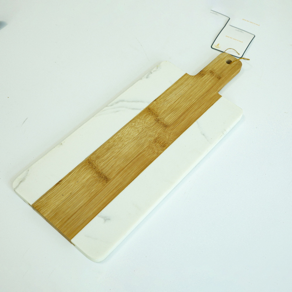 Marble and Wood Paddle Cheese Board Marble Serving Board with Handle