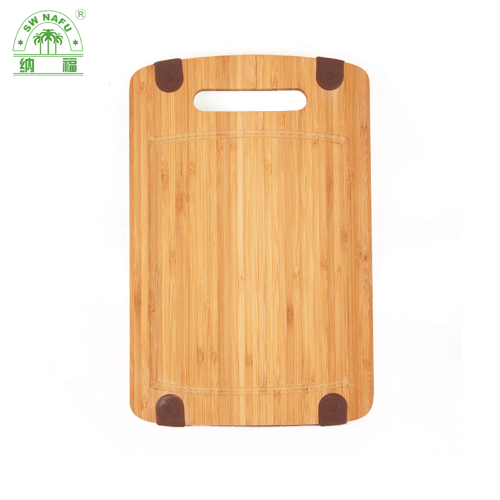 Non-Slip Large Reversable Bamboo Chopping Board Kitchen Cheese Cutting Board with Juice Groove and Handle