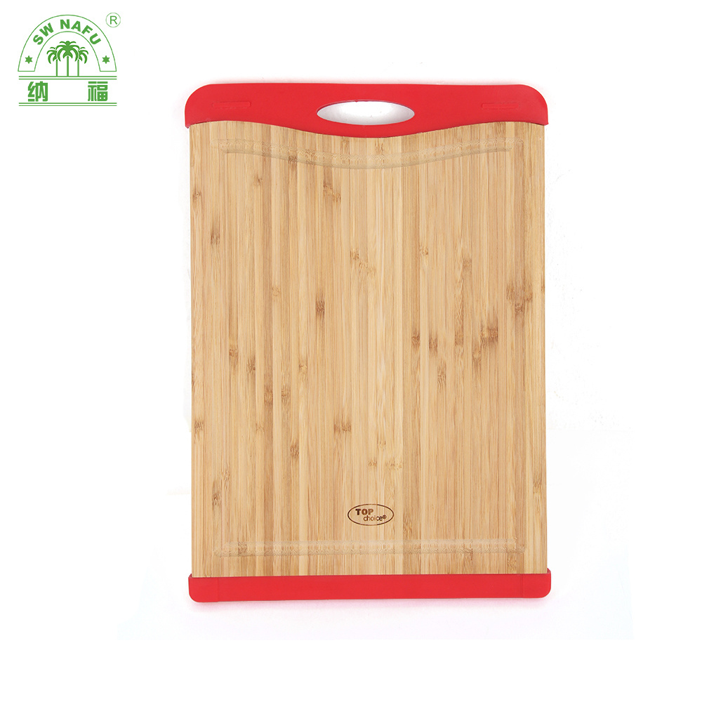 Custom Laser Logo Wooden Bamboo Cutting Board Chopping Board with Silicone