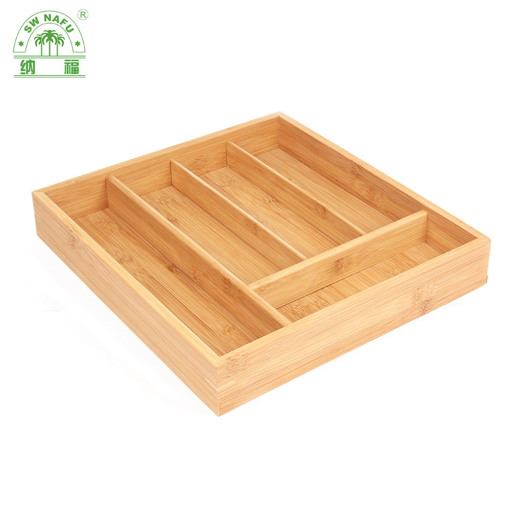 Bamboo Silverware Drawer Organizer Kitchen Utensil Holder and Cutlery Tray with Divider