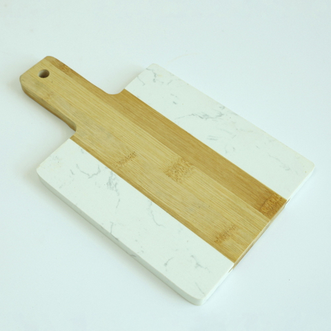 Unique and Stylish Bamboo Marble Cheese Board Serving Board