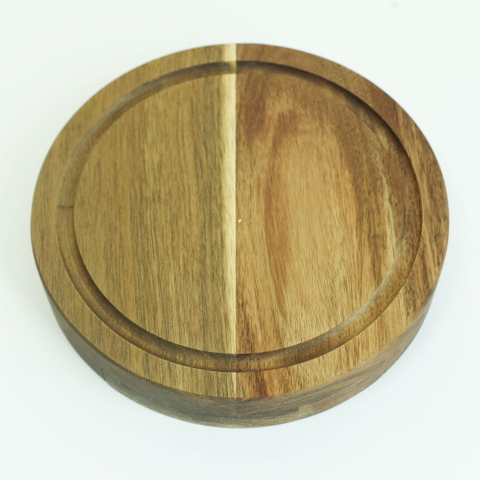 Swivel Small Round Wooden Cheese Board Charcuterie Board with 4 Knives