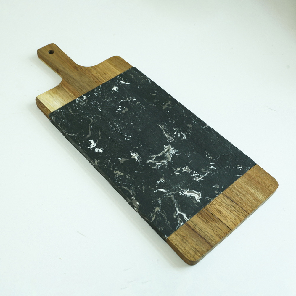 Wood Artificial Marble Chopping Board Serving Tray with Handle