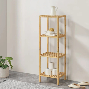 fashion Free Standing Bamboo Indoor 3 Layers Display Shelf Furniture Storage Rack for Kitchen Living Room Bedroom