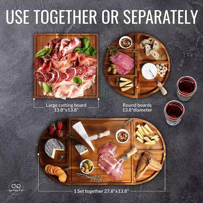 Magnetic Large Acacia Wood Charcuterie Board Set Cheese Board Set