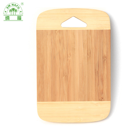 Two Tone Custom Wooden Bamboo Kitchen Cutting Board with Hanging Hole