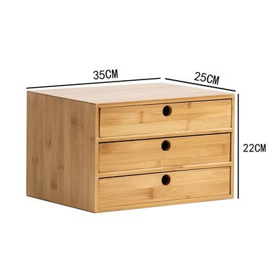 Desktop Storage Wooden Box Bamboo and Wood Pull-out Home Office Drawer Desk Storage Cabinet Shelf Wooden Box