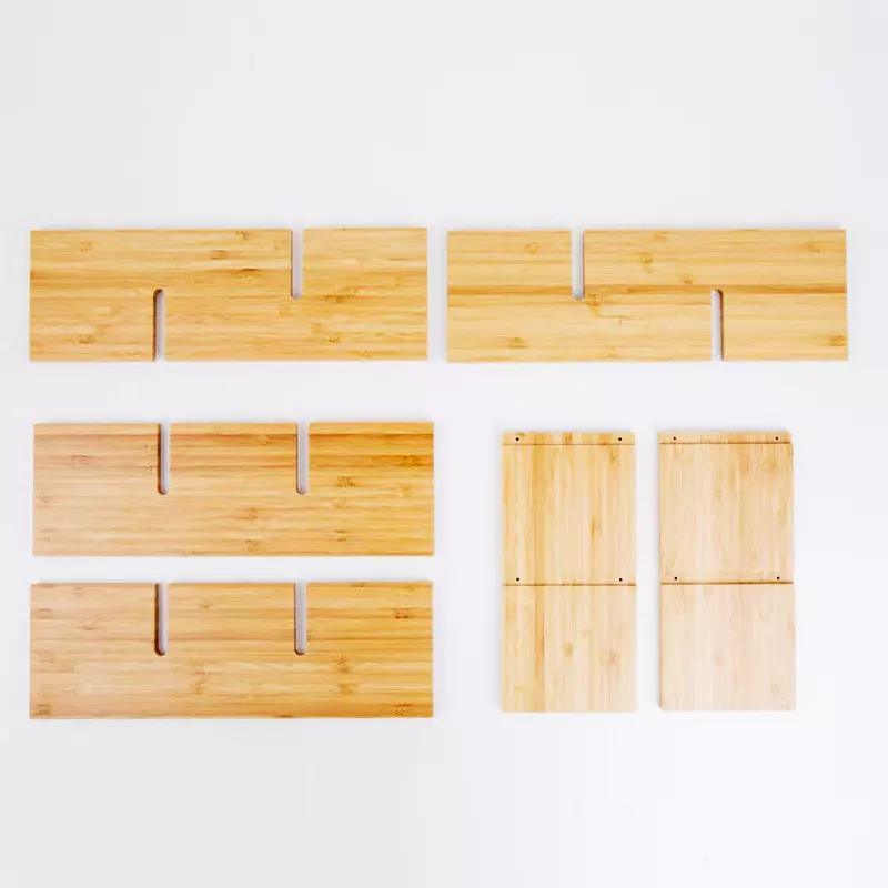 3-Layer Natural Bamboo Free Standing Countertop 8 Bottle Storage Red Wine Rack for Kitchen Tabletop