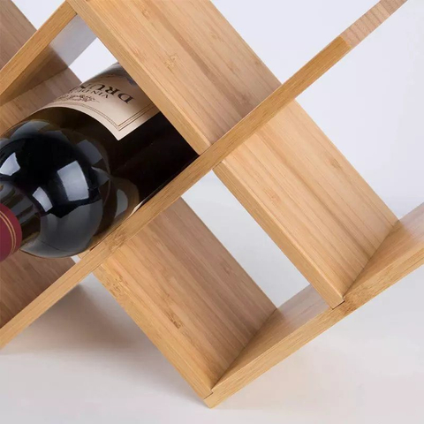 3-Layer Natural Bamboo Free Standing Countertop 8 Bottle Storage Red Wine Rack for Kitchen Tabletop