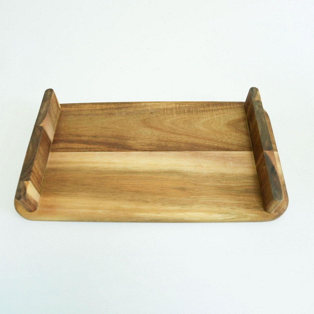 Japanese Style Set of 2 Wood Tray Table Sushi Wooden Food Serving Tray with Stand
