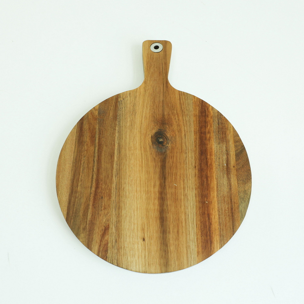 Engraved Large Round Wood Cutting Board with Custom Pattern