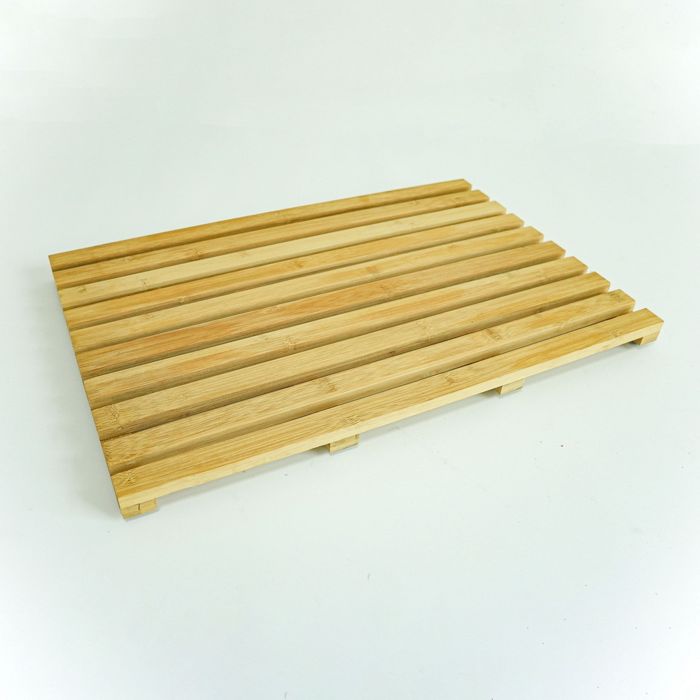 Sturdy and Nonslip Bamboo Bathroom Mat Wooden Floor Rug for Luxury Shower