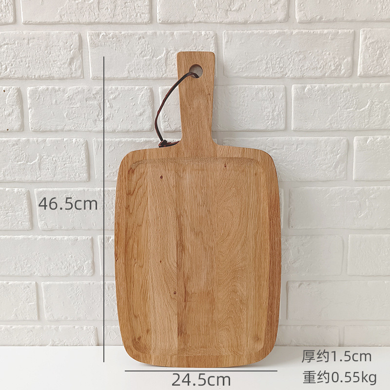 Oak Wood Cutting Board Bread Tray Snack Board Sushi Board Serving Board with Handle