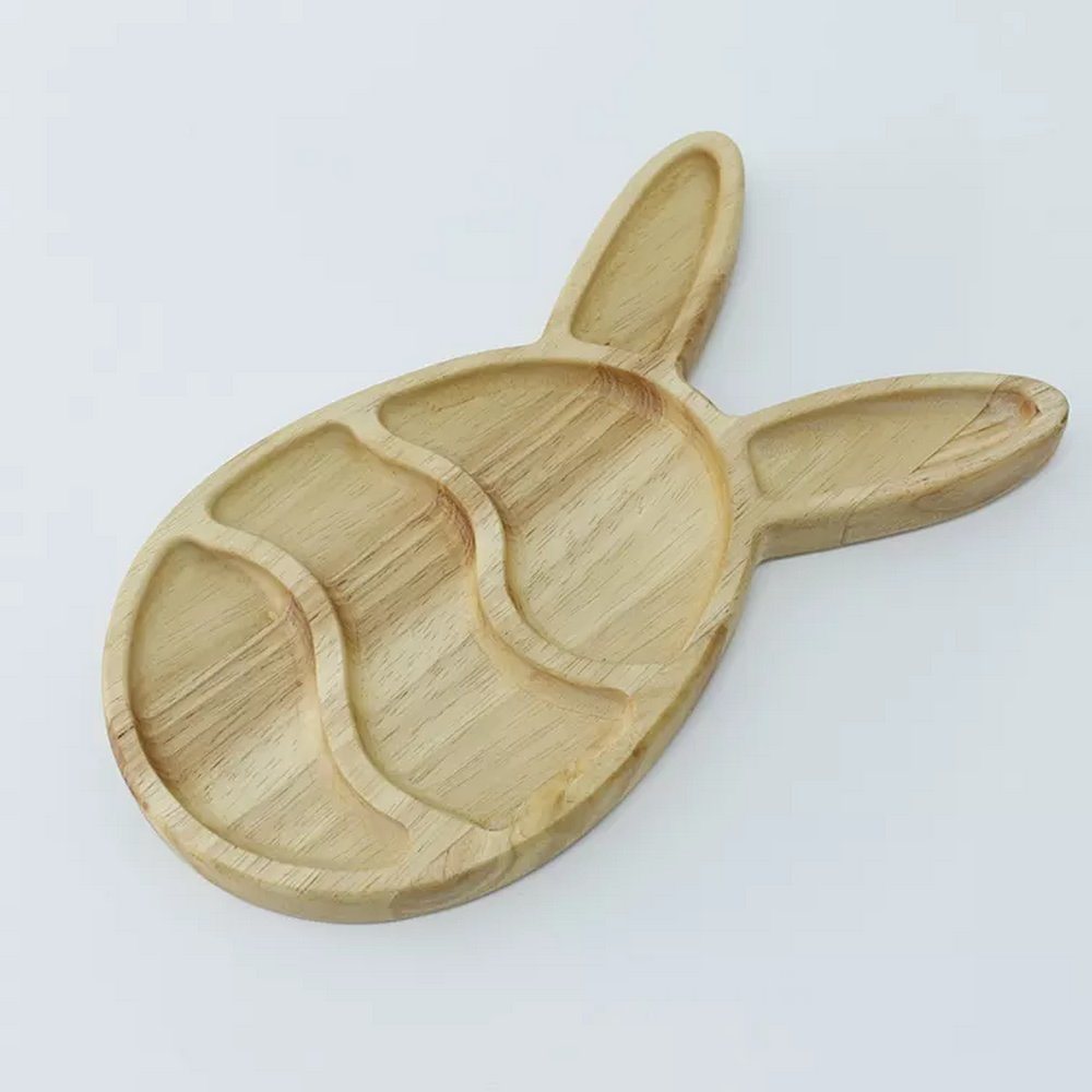 Easter Day Gift Home Rubber Wood Animal Shape Eating Plate Food Serving Tray Dish